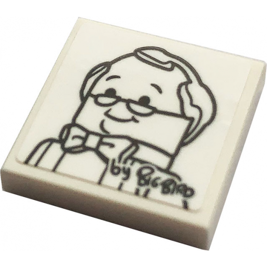 Tile 2 x 2 with Lloyd Morrisett and 'by BIG BIRD' Pattern (Sticker) - Set 21324