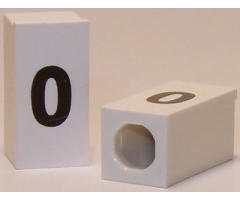 Tile, Modified 1 x 2 x 5/6 with Stud Hole in End and Black 'o' Lower Case Pattern