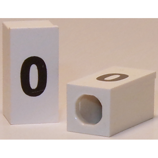 Tile, Modified 1 x 2 x 5/6 with Stud Hole in End and Black 'o' Lower Case Pattern