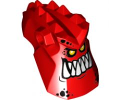 Minifigure, Head, Modified Alien with Spikes on Top and Holes on Sides with White Pointed Teeth and Bright Light Orange Eyes Pattern (Burnzie)