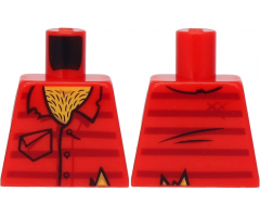 Torso Worn Shirt with Dark Red Stripes and Pocket, Hairy Chest Pattern
