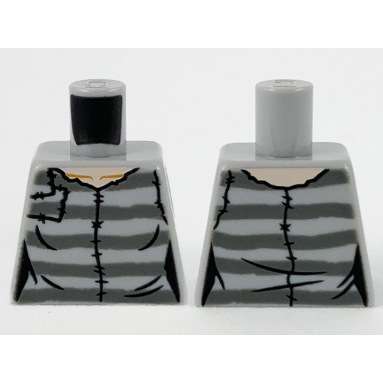 Torso Female Prisoner Shirt and 5 Dark Bluish Gray Prison Stripes Pattern