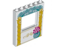 Panel 1 x 6 x 6 with Window with Bright Light Orange Pillars and Round Vase with Flowers Pattern