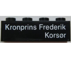 Brick 1 x 4 with 'Kronprins Frederik Korsør' Pattern, 'Korsør' on Right (Sticker) - Set 1660