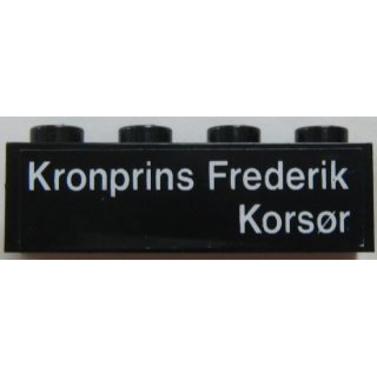 Brick 1 x 4 with 'Kronprins Frederik Korsør' Pattern, 'Korsør' on Right (Sticker) - Set 1660