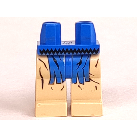 Hips and Tan Legs with Western Indians Black Belt and Blue Fringe Pattern