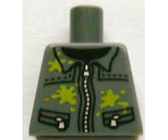 Torso Silver Zipper and Lime Paint Splotches Pattern