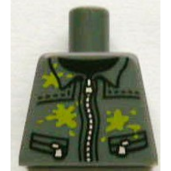 Torso Silver Zipper and Lime Paint Splotches Pattern