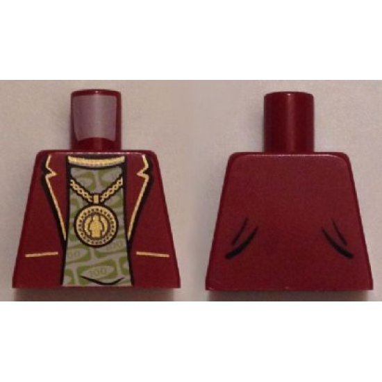 Torso Suit Jacket over T-Shirt with 100 Dollar Bill Money Print, Gold Minifigure Medallion Pattern