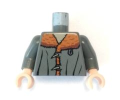 Torso Harry Potter Jacket, Dark Orange Mouton Collar and Toggle Buttons Pattern / Dark Bluish Gray Arms / Light Nougat Hands
