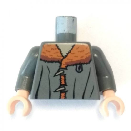Torso Harry Potter Jacket, Dark Orange Mouton Collar and Toggle Buttons Pattern / Dark Bluish Gray Arms / Light Nougat Hands