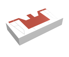 Tile 1 x 2 with Red and Light Gray Mini Jedi Starfighter Pattern
