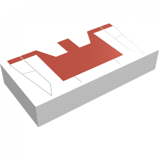 Tile 1 x 2 with Red and Light Gray Mini Jedi Starfighter Pattern