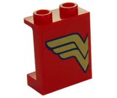 Panel 1 x 2 x 2 with Side Supports - Hollow Studs with Gold Wonder Woman Left Half Logo Pattern (Sticker) - Set 41235