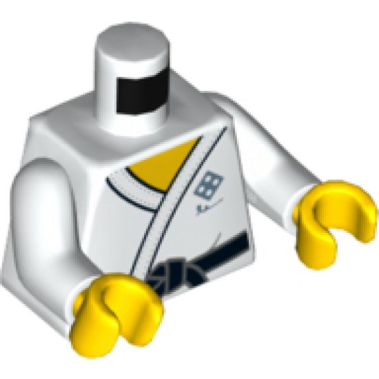 Torso Gi with Dark Bluish Gray Diamond on Lapel and Back, Black Belt Pattern / White Arms / Yellow Hands