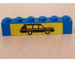 Brick 1 x 6 with Black Car on Yellow Background Pattern (Sticker) - Set 6363