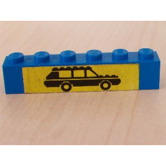 Brick 1 x 6 with Black Car on Yellow Background Pattern (Sticker) - Set 6363