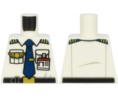 Torso Shirt with Dark Blue Tie with Clip, Epaulettes, Gold Logo Pin, Black Belt and Red and White ID Badge Pattern