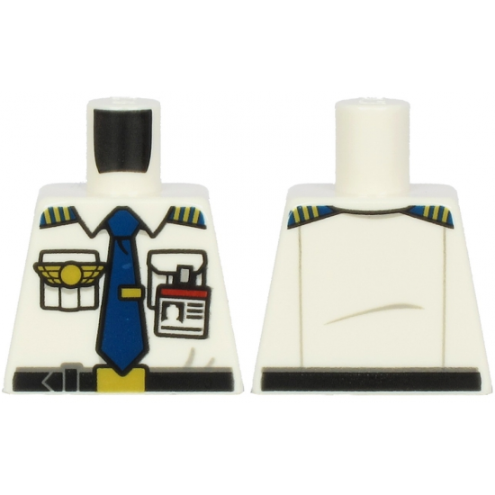 Torso Shirt with Dark Blue Tie with Clip, Epaulettes, Gold Logo Pin, Black Belt and Red and White ID Badge Pattern