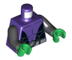Torso Batman Muscles Outline, Open Black Shirt and Silver Belt Pattern / Black Arms / Green Hands