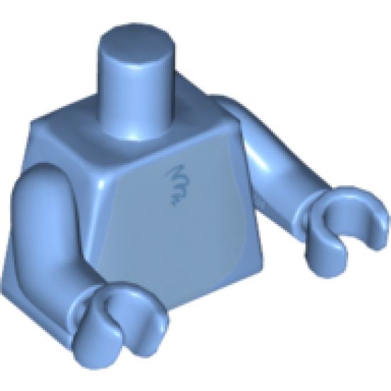 Torso Alien with Bright Light Blue Stomach and Dark Blue Spine Fins on Back Pattern (Stitch) / Medium Blue Arms / Medium Blue Hands