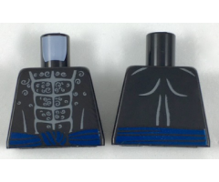Torso Bare Chest with Muscles Outline, White Chest Hair and Blue Sash Pattern