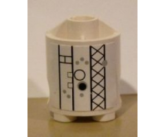 Brick, Round 2 x 2 x 2 Robot Body with Gray Dots, Black Lattice, Squares, and Circles Pattern (Sticker) - Set 7467