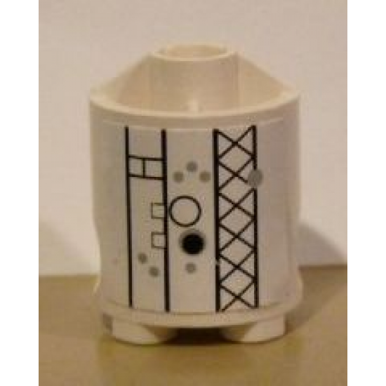Brick, Round 2 x 2 x 2 Robot Body with Gray Dots, Black Lattice, Squares, and Circles Pattern (Sticker) - Set 7467