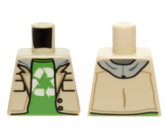 Torso Jacket over Sweatshirt with Gray Hood over Bright Green Shirt, Recycling Arrows Pattern (Leonard)