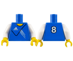 Torso Soccer Adidas Logo Blue No. 8 Pattern (Stickers) / White Arms / Yellow Hands