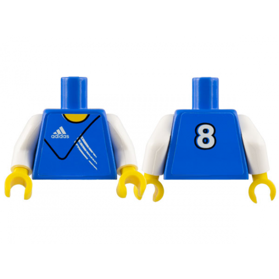 Torso Soccer Adidas Logo Blue No. 8 Pattern (Stickers) / White Arms / Yellow Hands