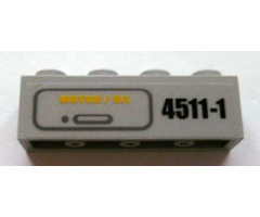 Brick 1 x 4 with 'MOTOR / OIL' and '4511-1' Pattern (Sticker) - Sets 4511 / 10157