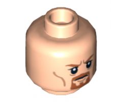 Minifigure, Head Dual Sided LotR Boromir Goatee Stern / Grimacing Pattern - Hollow Stud