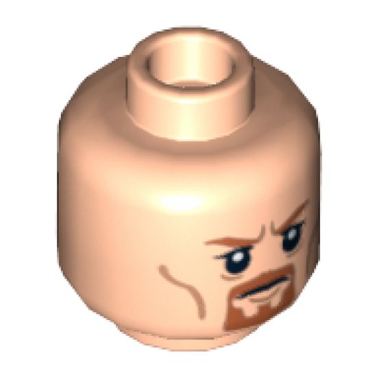 Minifigure, Head Dual Sided LotR Boromir Goatee Stern / Grimacing Pattern - Hollow Stud