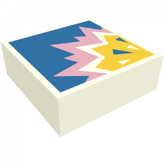 Tile 1 x 1 with Bright Pink and Yellow Explosion on Blue Background Pattern