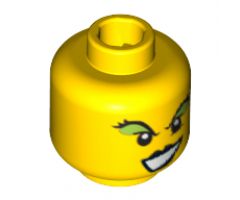 Minifigure, Head Female with Black Lips, Green Eye Shadow Pattern - Blocked Open Stud