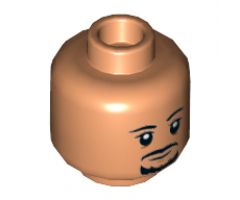 Minifigure, Head Dual Sided Black Eyebrows, Moustache and Goatee, White Pupils, Neutral / Angry Pattern - Hollow Stud