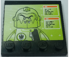 Tile, Modified 4 x 4 with Studs on Edge with Agents Break Jaw Minifigure Portrait Black and Orange Writings Pattern (Sticker) - Set 8637