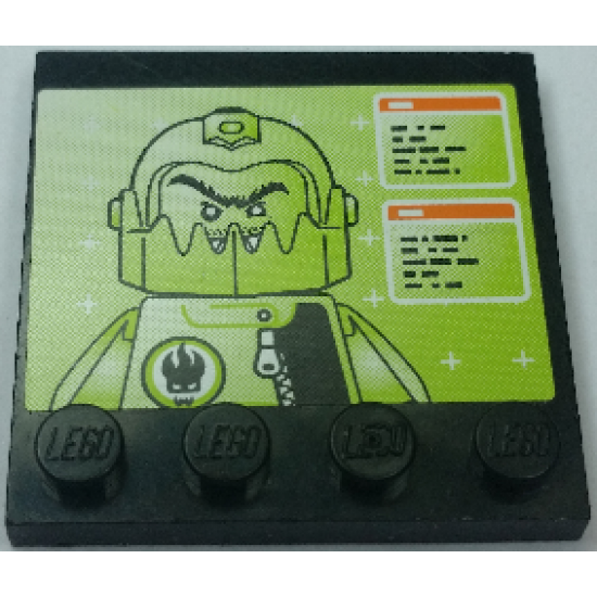 Tile, Modified 4 x 4 with Studs on Edge with Agents Break Jaw Minifigure Portrait Black and Orange Writings Pattern (Sticker) - Set 8637