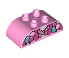 Duplo, Brick 2 x 4 Curved Top with Awning, Balloons, and Minnie Mouse Bow Pattern