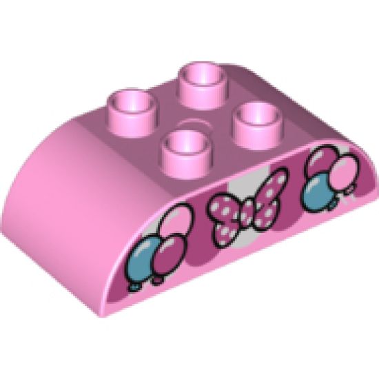 Duplo, Brick 2 x 4 Curved Top with Awning, Balloons, and Minnie Mouse Bow Pattern