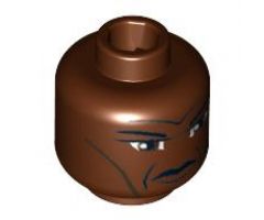 Minifigure, Head Male Forehead and Cheek Lines, Furrowed Brow Pattern (SW Clone Wars Mace) - Blocked Open Stud