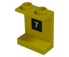 Panel 1 x 2 x 2 - Hollow Studs with White '7' in Black Square Pattern (Sticker) - Set 10170