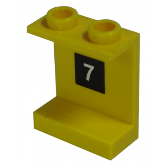 Panel 1 x 2 x 2 - Hollow Studs with White '7' in Black Square Pattern (Sticker) - Set 10170