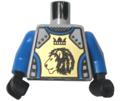 Torso Castle Knights Kingdom II Lion with Crown Pattern / Blue Arms / Black Hands