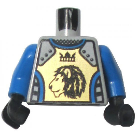 Torso Castle Knights Kingdom II Lion with Crown Pattern / Blue Arms / Black Hands