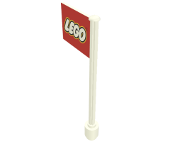 Flag on Flagpole, Straight with Red Lego Pattern