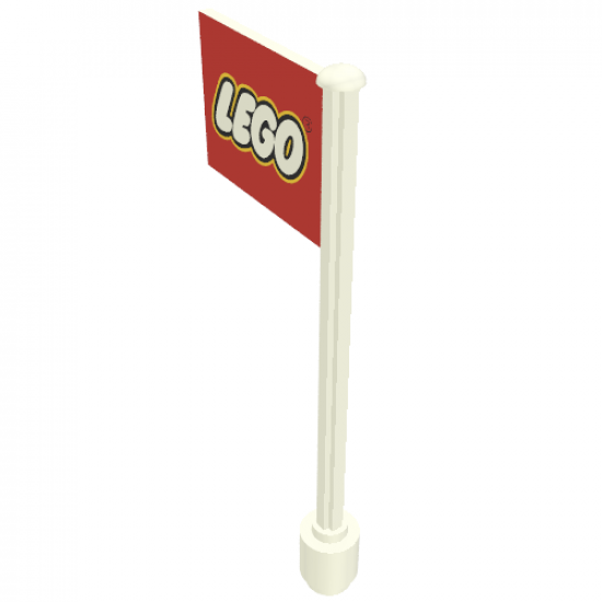 Flag on Flagpole, Straight with Red Lego Pattern