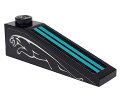 Slope 18 4 x 1 with Two Medium Azure Stripes and Leaping Jaguar on Black Background Pattern on Both Sides (Stickers) - Set 76898
