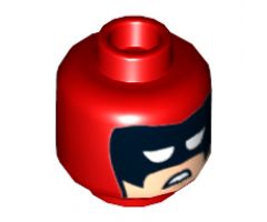 Minifigure, Head Balaclava with Black Eye Mask, White Eye Openings, Light Nougat Face and Scowl Pattern (Calendar Man) - Hollow Stud